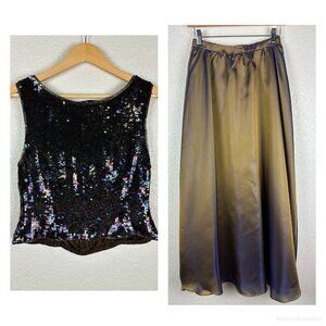Vintage Adrianna Papell Formal Evening Wear Set Skirt Size Medium Petite Sequin‎